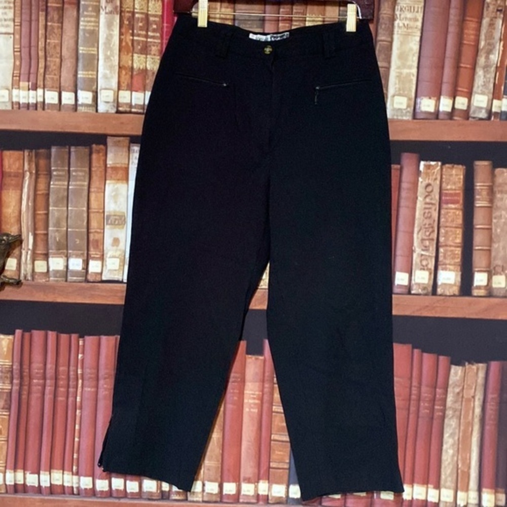 Jamie Sadock Black Zip Cuff Capri Golf Pants Stretch Pockets Size 6